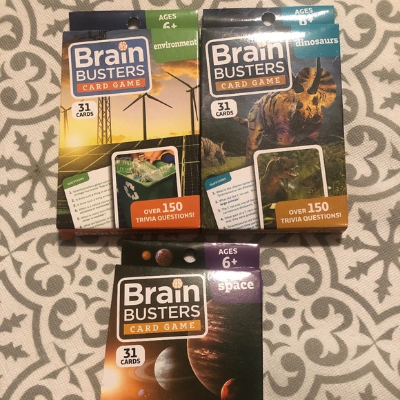 Brain Busters Card Game Dinosaurs Space Environment Questions Educational - Picture 1 of 3